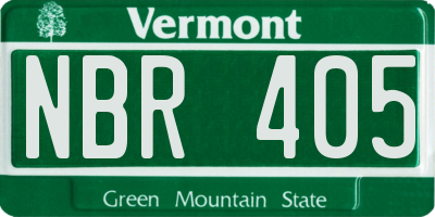 VT license plate NBR405
