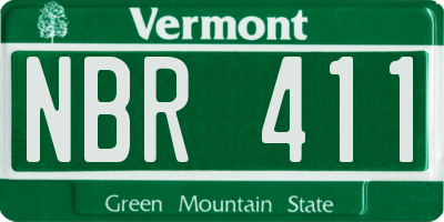 VT license plate NBR411
