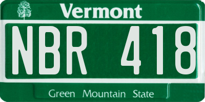 VT license plate NBR418