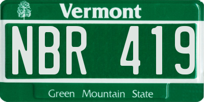 VT license plate NBR419