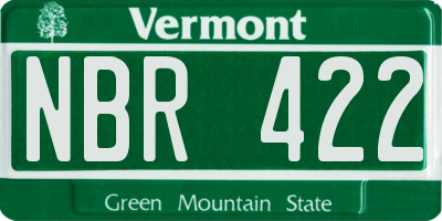 VT license plate NBR422