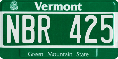 VT license plate NBR425