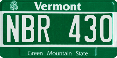 VT license plate NBR430