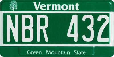 VT license plate NBR432