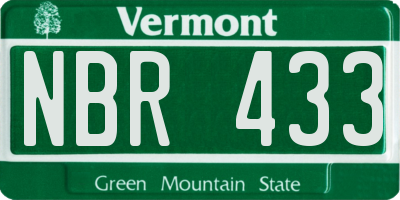 VT license plate NBR433
