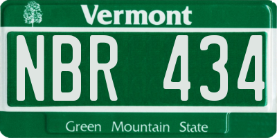 VT license plate NBR434