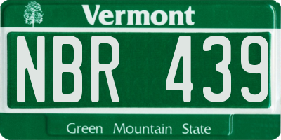 VT license plate NBR439