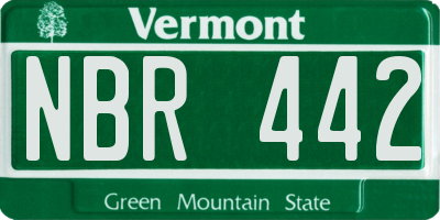 VT license plate NBR442