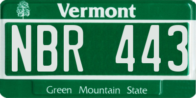 VT license plate NBR443