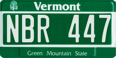 VT license plate NBR447
