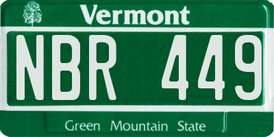 VT license plate NBR449