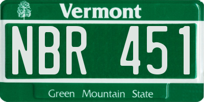 VT license plate NBR451