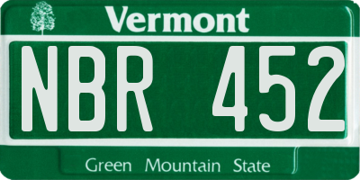 VT license plate NBR452