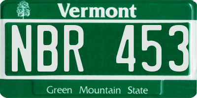 VT license plate NBR453
