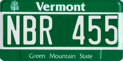 VT license plate NBR455