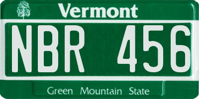 VT license plate NBR456
