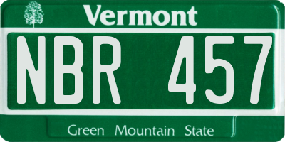 VT license plate NBR457