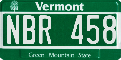 VT license plate NBR458