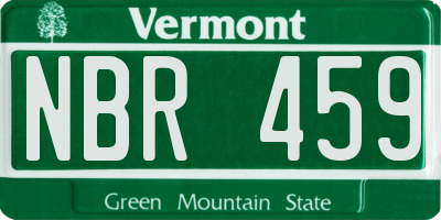 VT license plate NBR459