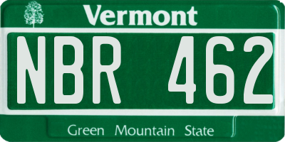 VT license plate NBR462