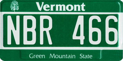 VT license plate NBR466