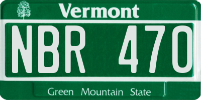 VT license plate NBR470