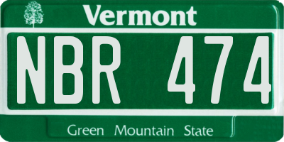 VT license plate NBR474