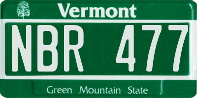 VT license plate NBR477