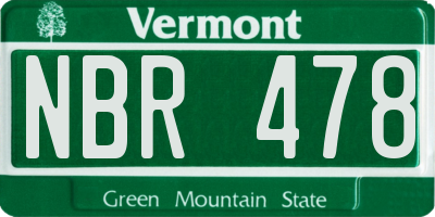VT license plate NBR478
