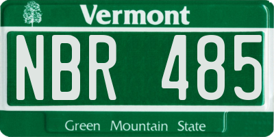 VT license plate NBR485