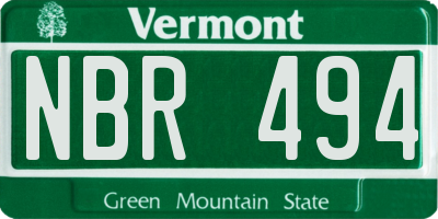 VT license plate NBR494