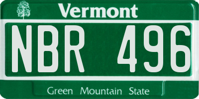 VT license plate NBR496