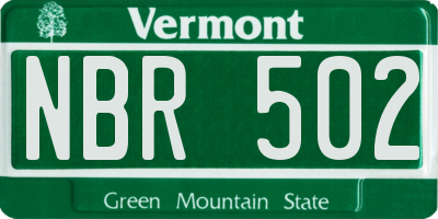 VT license plate NBR502