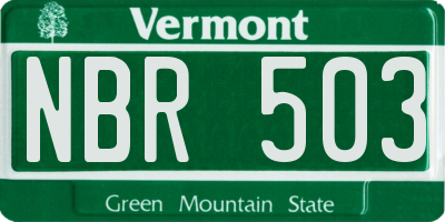 VT license plate NBR503