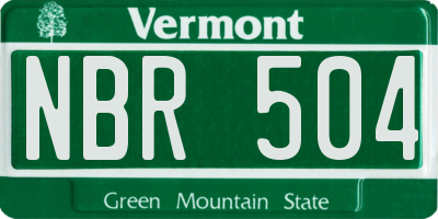 VT license plate NBR504