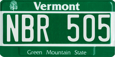 VT license plate NBR505