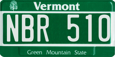 VT license plate NBR510