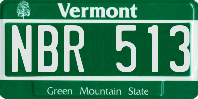 VT license plate NBR513