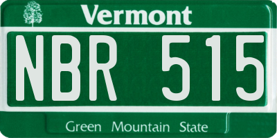 VT license plate NBR515
