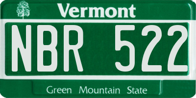 VT license plate NBR522
