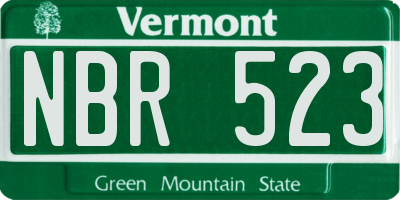 VT license plate NBR523