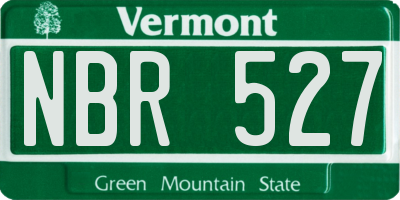 VT license plate NBR527