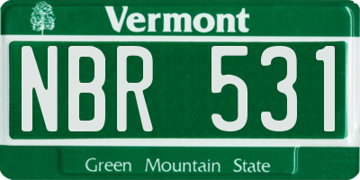VT license plate NBR531