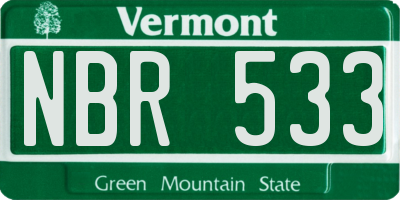 VT license plate NBR533