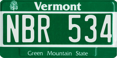 VT license plate NBR534