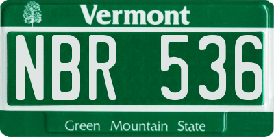 VT license plate NBR536