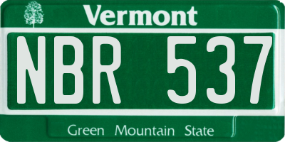 VT license plate NBR537