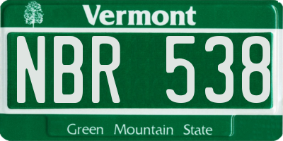 VT license plate NBR538