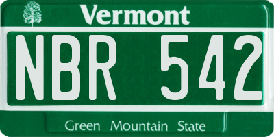 VT license plate NBR542