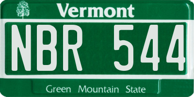 VT license plate NBR544